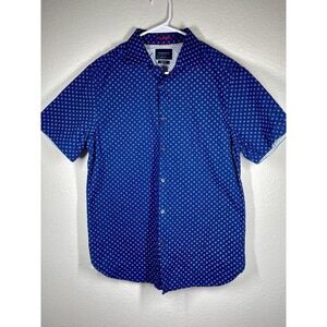 Cactus Man Sz Large Short Sleeved Button Up Slim Fit Blue Printed Casual Cotton